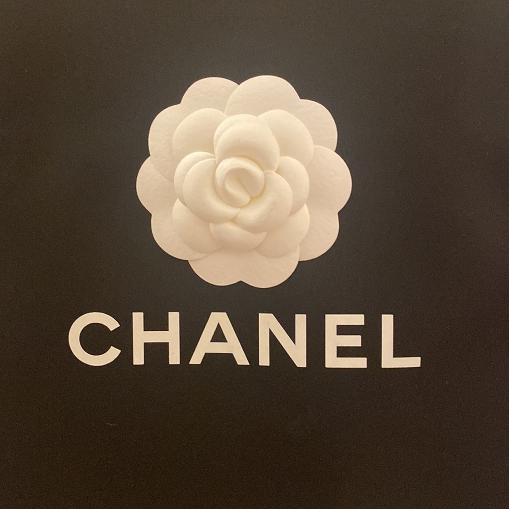 Chanel shopping bag small with camellia, ribbon